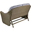46" Taupe Gray Resin Wicker Deep Seated Double Glider with Gray Cushions Image 4