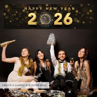 47x13 Black Gold Clock Hanging Banner Image 1