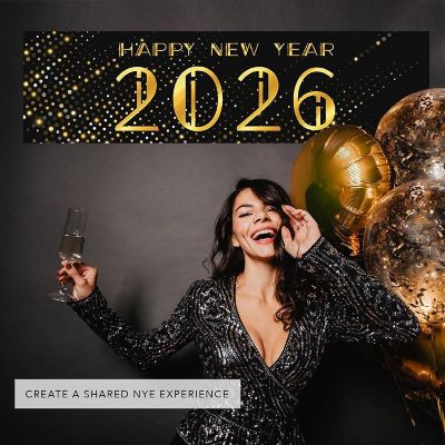47x13 Black Gold Silver Confetti Banner Image 2