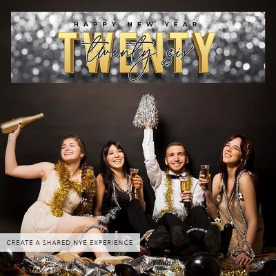 47x13 Silver Confetti Hanging Banner Image 1