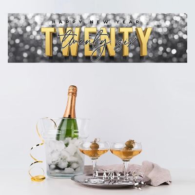 47x13 Silver Confetti Hanging Banner Image 3