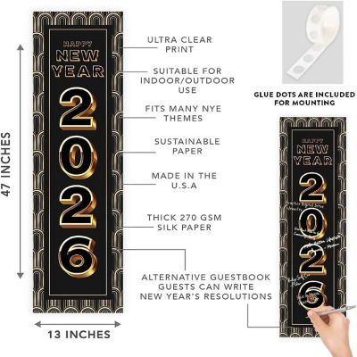 47x13 Vertical Art Deco Hanging Banner Image 1
