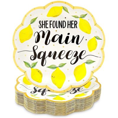 48-Pack Lemon Party Plates, She Found Her Main Squeeze, 9 in Image 1
