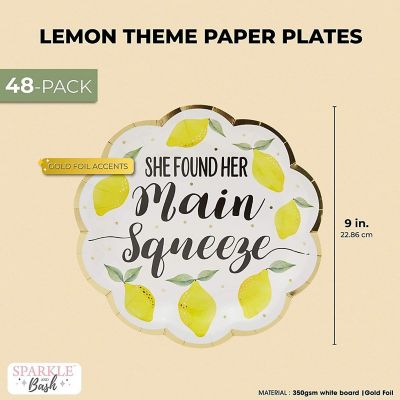 48-Pack Lemon Party Plates, She Found Her Main Squeeze, 9 in Image 1