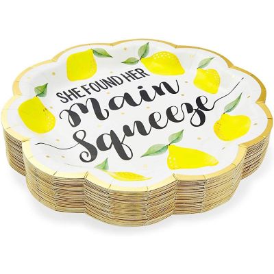 48-Pack Lemon Party Plates, She Found Her Main Squeeze, 9 in Image 3