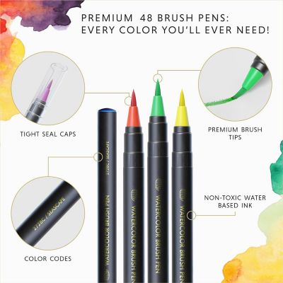 48 Premium Watercolor Brush Pens Image 2