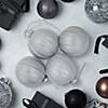 4ct White Christmas Glass Ball Ornaments with Glitter Stripes 3" Image 1