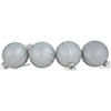 4ct White Christmas Glass Ball Ornaments with Glitter Stripes 3" Image 2