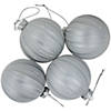 4ct White Christmas Glass Ball Ornaments with Glitter Stripes 3" Image 3