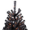 4ft Pre-Lit Black Noble Spruce Artificial Halloween Tree  Orange Lights Image 1