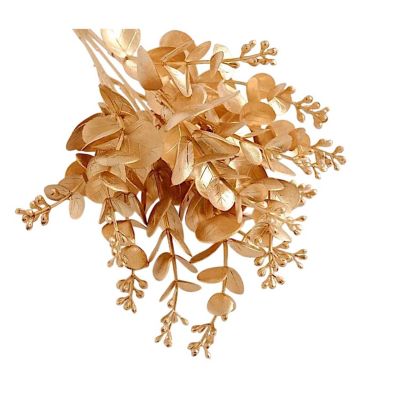 4PCS Gold Metallic Artificial Eucalyptus Bushes &amp;#8211; Party Decor Image 1