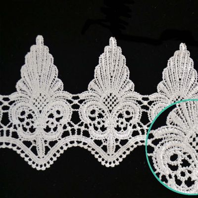 4"x 15 Yards White Venice Lace Trim Image 1