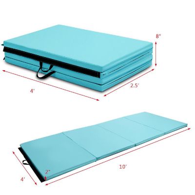 4'x10'x2'' Gymnastics Mat Thick Folding Panel Aerobics Gym Blue Image 2