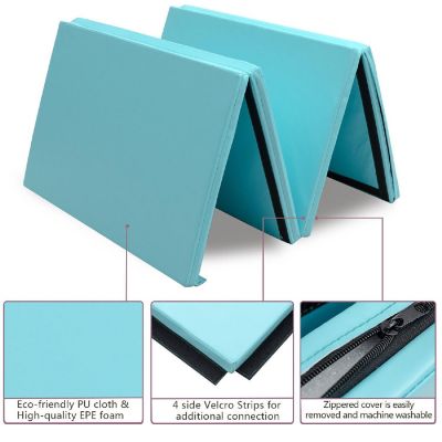 4'x10'x2'' Gymnastics Mat Thick Folding Panel Aerobics Gym Blue Image 3