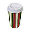 5 1/2" 16 oz. Bright Christmas Disposable Paper Coffee Cups with Lids - 12 Ct. Image 1