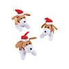 5 1/2" Christmas Brown & White Stuffed Dogs with Santa Hats - 12 Pc. Image 1