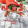 5 1/2" Christmas Brown & White Stuffed Dogs with Santa Hats - 12 Pc. Image 1