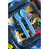 5 1/2&quot; Color Brick Building Block Party Plastic Fork &amp; Spoon Set - 16 Ct. Image 2