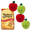 5 1/2&quot; Red &amp; Green Smiling Plush Apple &amp; Caramel Candy Kit - 18 Pc. Image 1