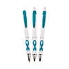 5 1/2" Teal Ribbon Awareness Black Ink Plastic Grip Pens - 24 Pc. Image 1