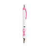 5 1/2" White Awareness Pink Ribbon Plastic Grip Pens - 24 Pc. Image 1