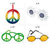 5 1/4" - 7 1/4" Groovy 70s Hippie Sunglasses & Necklaces Kit - 78 Pc. Image 2
