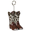 5 1/4" Brown & White Cowboy Boots Resin Photo & Balloon Holder Image 1