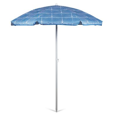 5.5 Ft. Portable Beach Umbrella - Blue Athens Pattern Image 1
