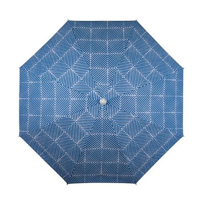 5.5 Ft. Portable Beach Umbrella - Blue Athens Pattern Image 1