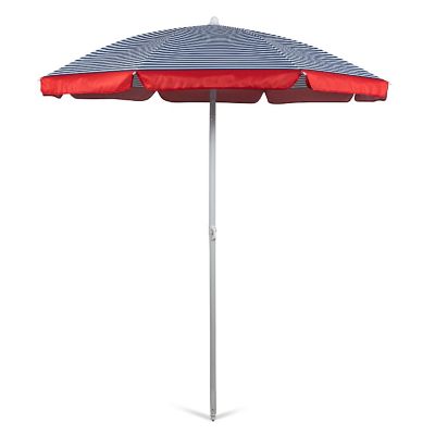 5.5 Ft. Portable Beach Umbrella - Blue Pinstripe Pattern Image 1