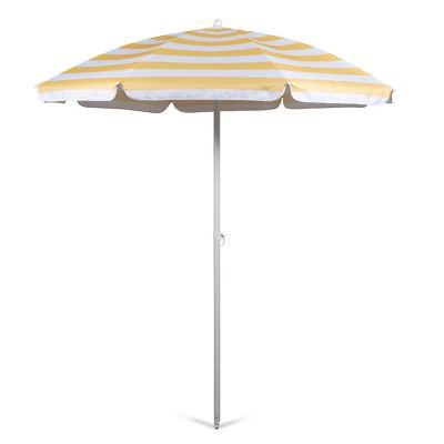 5.5 Ft. Portable Beach Umbrella - Yellow Cabana Stripe Image 1