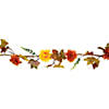 5.5' x 6" Red and Yellow Maple Leaf with Mum Flower Thanksgiving Garland - Unlit Image 4