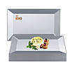 5.5" x 8.5" Silver Rectangular Plastic Dessert Plates (60 Plates) Image 4