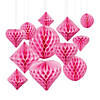 5.75" - 12" Classic Pink Hanging Paper Honeycomb Decoration Assortment - 12 Pc. Image 1