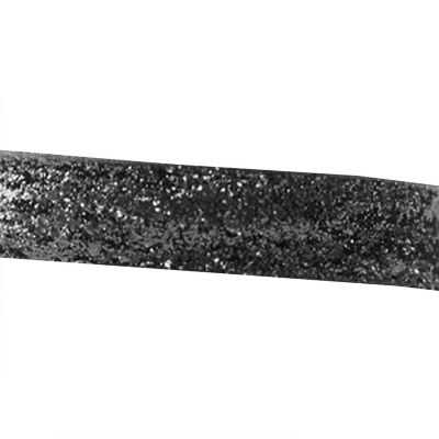5/8" x 20 Yards Fold Over Elastic Stretch Black Glitter Trim Image 2