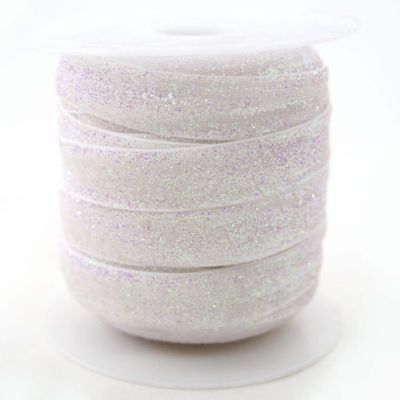 5/8" x 20 Yards Fold Over Elastic Stretch Pink Glitter Trim Image 1