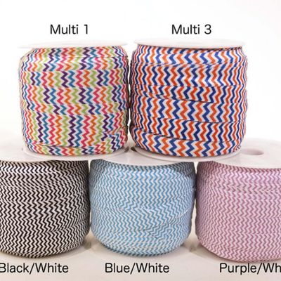 5/8 x 50 Yards Multi Colored Chevron Fold Over Elastic Sewing Trim Image 1