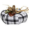 5" Black and White Fabric Fall Harvest Tabletop Pumpkin Image 1