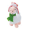 5" Christmas Fuzzy Stuffed White Llamas with Hat & Scarf - 12 Pc. Image 1