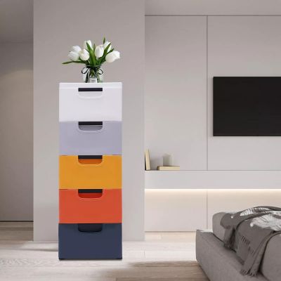 5 Drawers Stackable Clothes Storage Box Vertical Multi-Purpose Organizer Stand Image 2