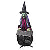 5 Ft. Animated Witch with Cauldron Standing Halloween Decoration Image 1