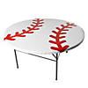 5 Ft. Baseball Round Fitted Disposable Plastic Tablecloth Image 1