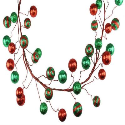 5' Glitter Ball Garland: Red/Emerald Green Image 2
