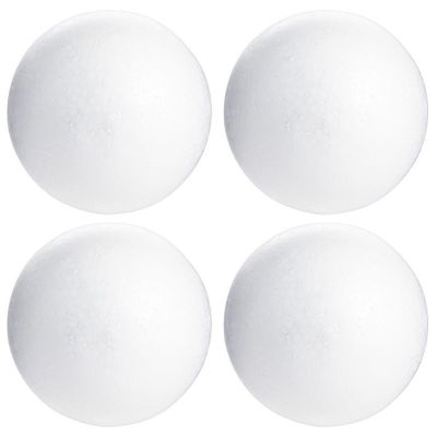 5 Inch Foam Balls for Crafts - 4 Pack Solid Round White Polystyrene Spheres for Ornaments, DIY Projects, Craft Modeling Image 1