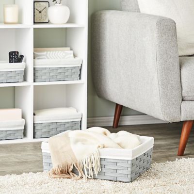 5 Pack Wicker Nesting Baskets with Cloth Lining for Storage, Pantry Shelves, Closet (Gray, 3 Sizes) Image 2
