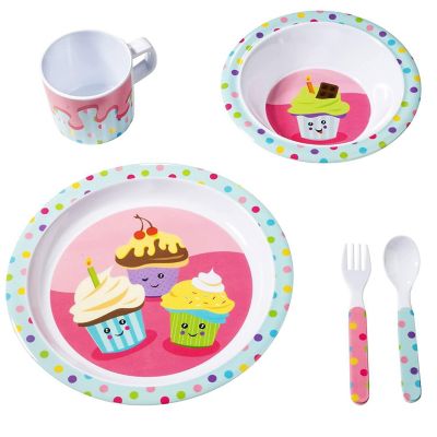 5 Pc Mealtime Feeding Set for Kids and Toddlers - Cupcake Image 1