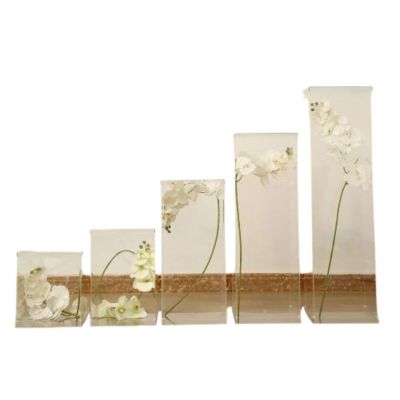 5 pcs Clear Acrylic Display Boxes Centerpieces Pedestal Riser Columns Wedding Image 1
