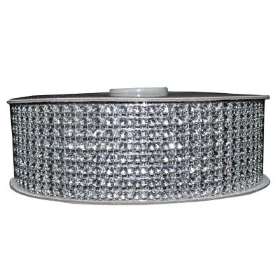 5 Rolls 1.5" x 10 Yards Silver Diamond Mesh Ribbon Image 1