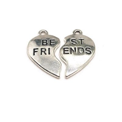 5 Sets Silver Best Friends Heart Charms Image 1