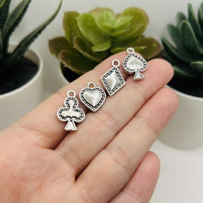 5 Sets Silver Playing Card Suit Charms Image 1